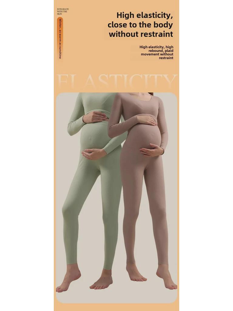 Colanți de maternitate cu căptușeală din fleece: Pantaloni călduroși de toamnă și iarnă pentru sarcina timpurie și târzie.