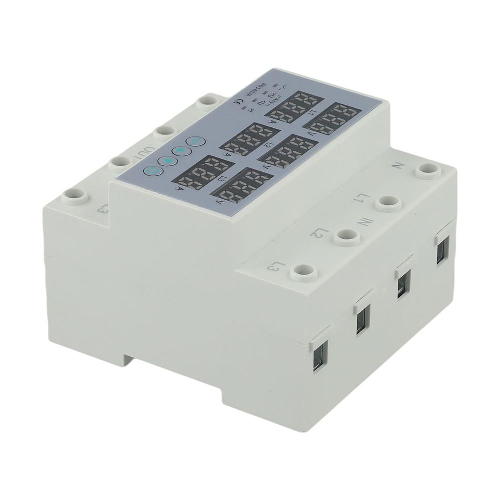 3-Phase Digital Over And Under Voltage Relay Current Limiter Adjustable Protect For Safeguards Electrical Appliances