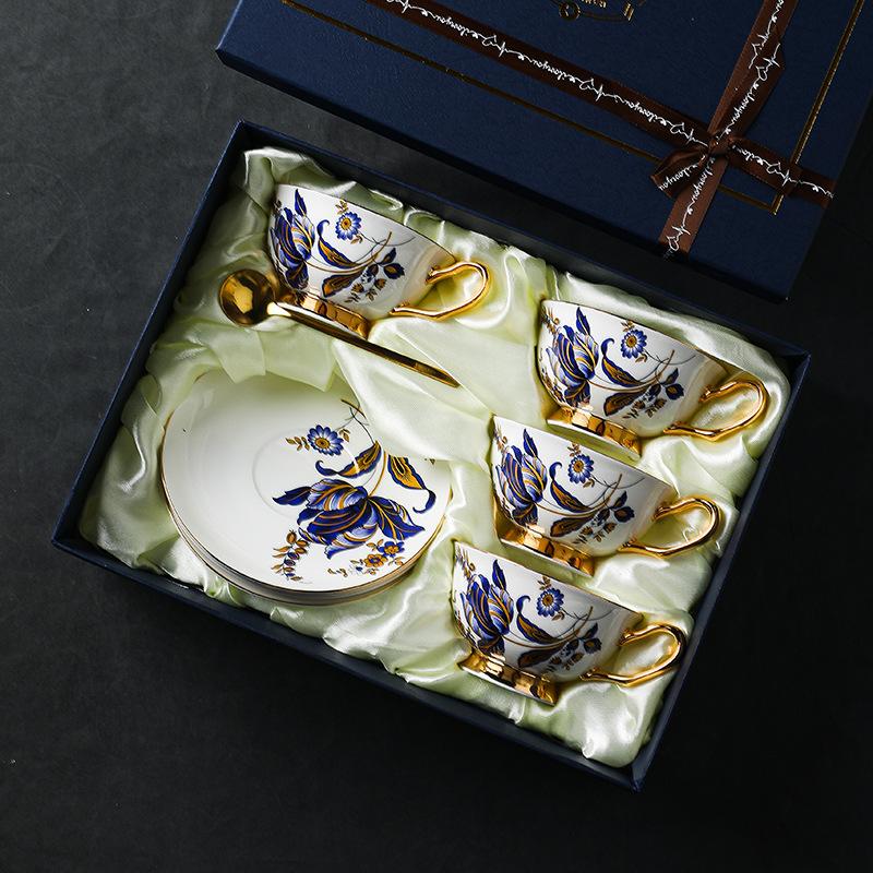 Coffee cup cup saucer cup set household ceramic bone china British teacup retro light luxury gifts high value