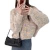 Vintage soft waxy knitted cardigan top women's spring new loose design color dot sweater jacket