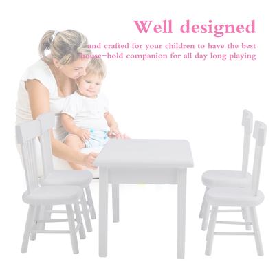 5pcs Dining Table Chair Model Set 1:12    Ature   Furniture Children Gift (White)