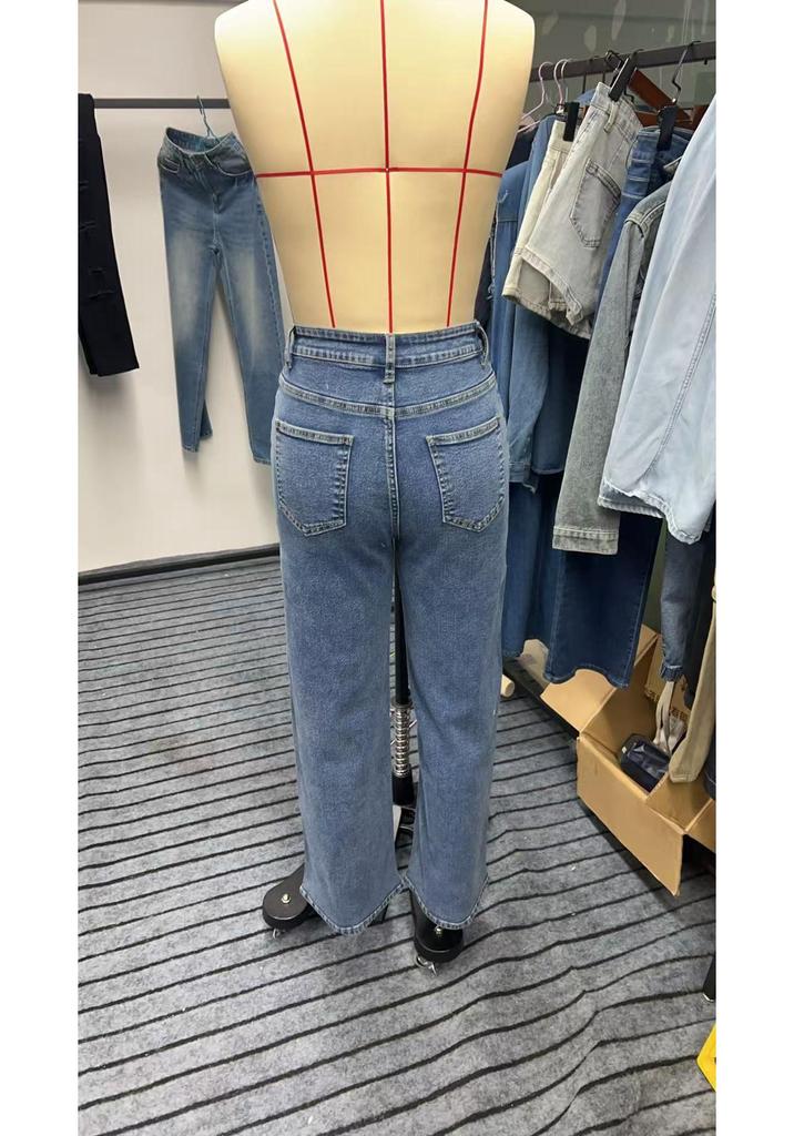 2025 Autumn/Winter Women’s High-Waisted Straight Denim Pants