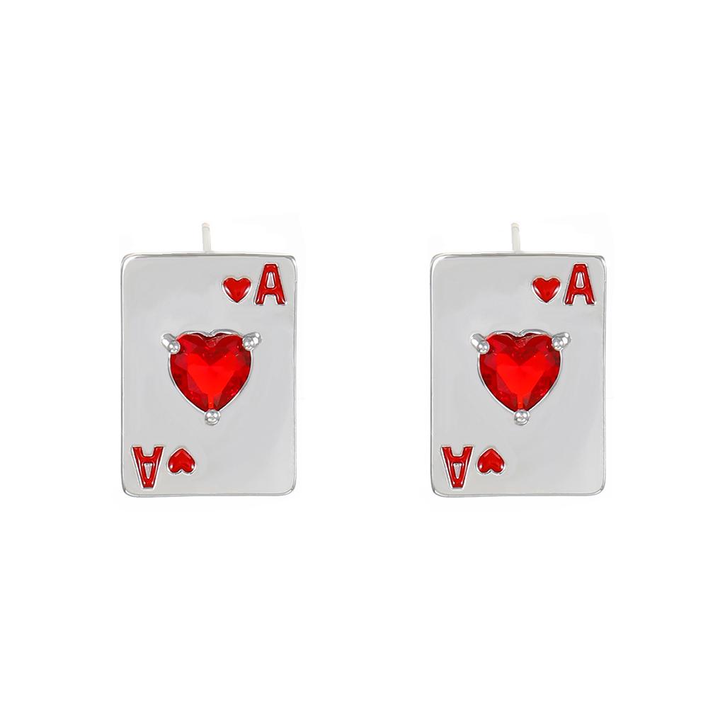 Personalisierte Kreative Liebe Strass Süße Coole Spielkarten Ohrstecker, Nische Pik Ass Hochwertige Damenohrringe