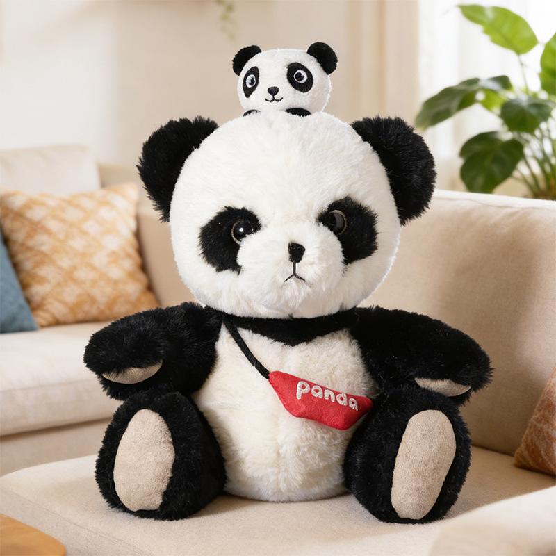 Creative Panda Plush Toy, Cute Stuffed Panda Doll with Companion