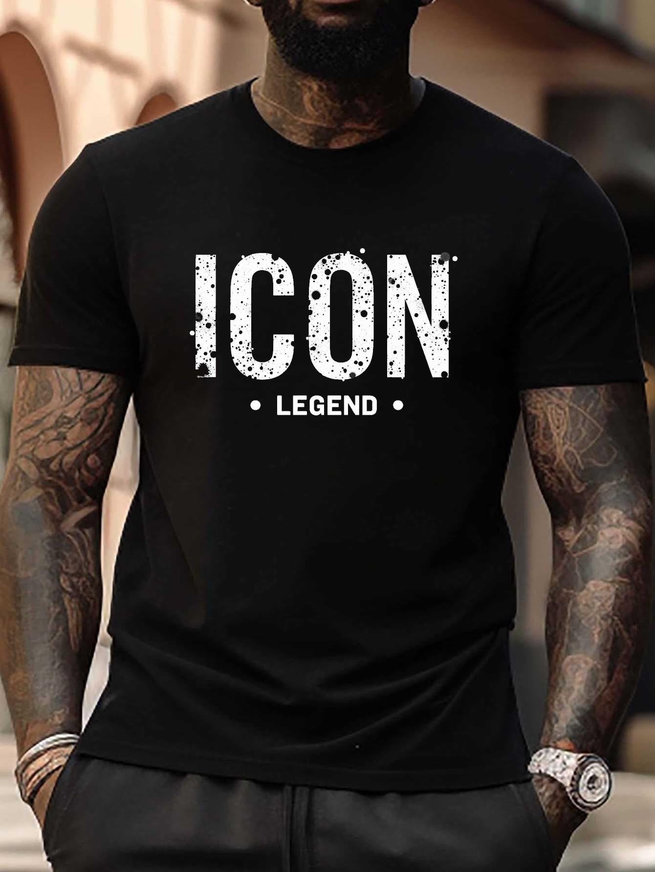 Icon Legend Plus Size Grunge Typography T-shirt - Distressed ICON Graphic M