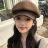 Retro Pu Leather Beret Korean Style Painter Hat Fashion Wool Octagonal Hat  Girl