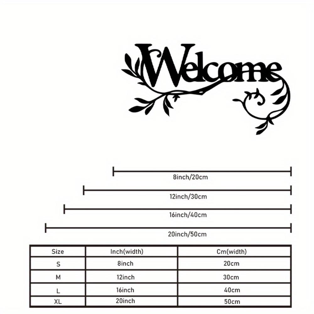 1pc Vintage Black Metal Welcome Sign Floral Script Sturdy Indoor Outdoor Front Door Porch Entryway Wall Decor Housewarming Gift