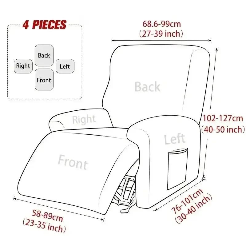 4-teiliges/Set Stretch-Sofabezug für Liegesofas, Jacquard-Sesselbezug mit Seitentasche, Akzentstuhl-Möbelschutzbezug