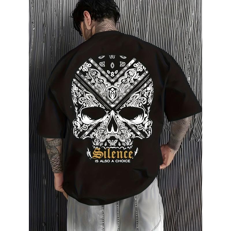 European Size Men'S Graphic Tee Featuring The Phrase 'Silence Is Also a Choice' In Black with Orange Lettering, Designed for a Relaxed Fit