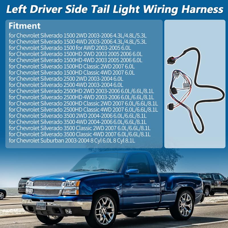 X Autohaux Left Tail Light Wiring Harness for Chevy Silverado 1500 2500 3500 No.16531401