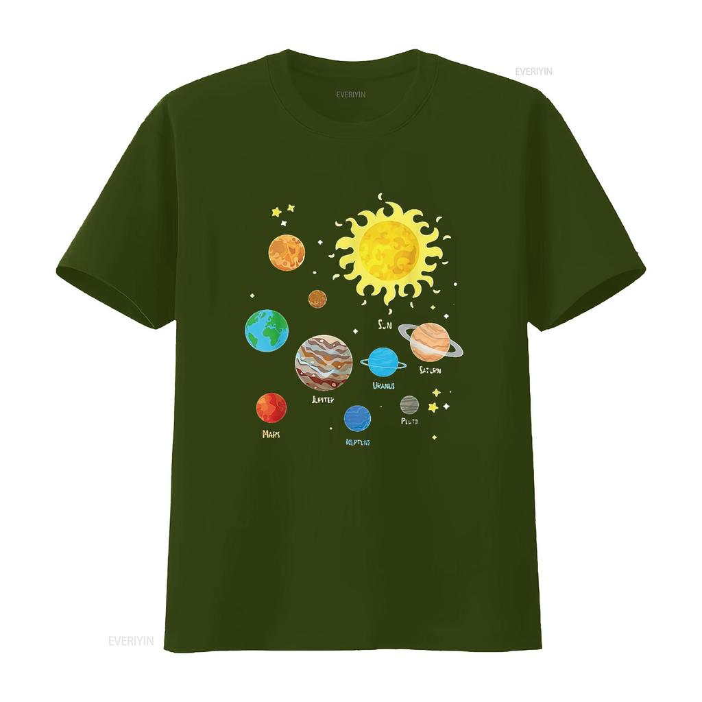 Mens Solar System Dwarf Planets Astronomy Lover Astronaut T Shirt Black 2XL Vintage Washed Versatile Soft Fashion Unisex