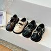 2025 Girls' Spring & Autumn Square Toe Loafers - Soft Sole, Non-Slip, Versatile Horsebit Buckle Leather Shoes