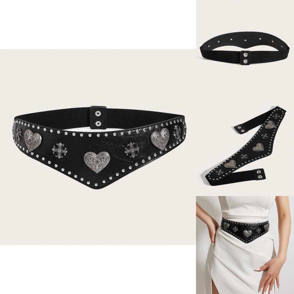 Womens Leather Waist Belt With Heart Shaped Buckle For Vintage Fashion And Waist Cinching