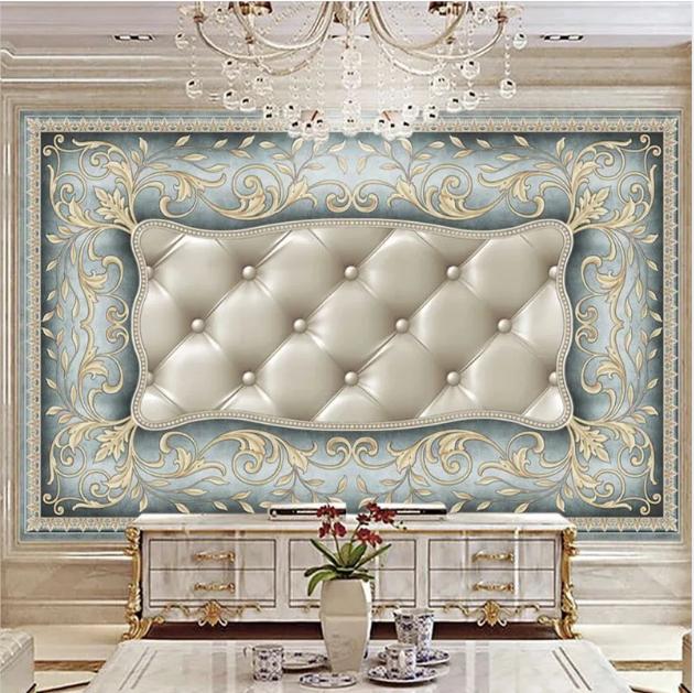 Wallpaper 3D Geometric Wall Mural Luxury Light Blue Background Mural Wall Decor Living Room Frescoes