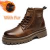 Outdoor Male Casual Leather Basic Boots High Top Wear Mens Desert Boots Leisure Walk Motocross Boots All-Match Men Ankle Botas