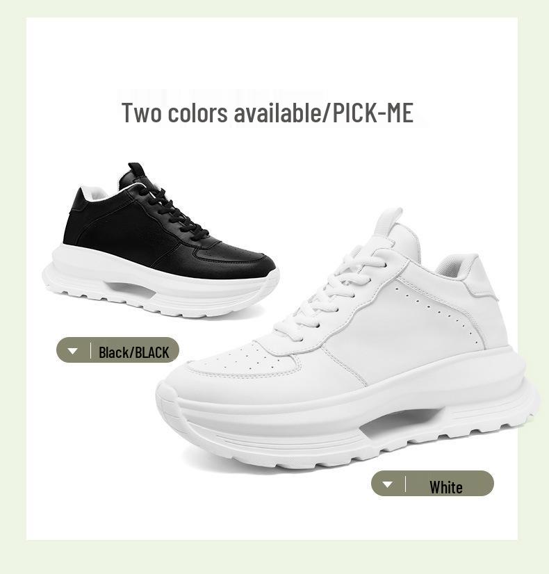 Men's Versatile Height-Increasing Dad Sneakers - Thick Sole, New White Sports Casual Shoes