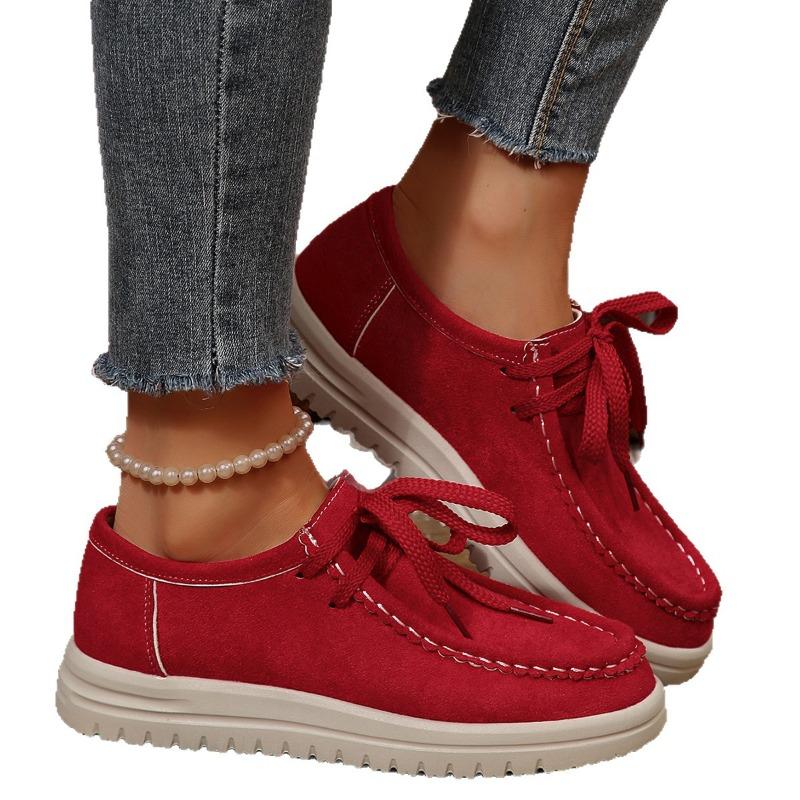 Women's Wide Width Platform Casual Shoes - Lace-Up Retro Chunky Sole Sneakers for Fall/Winter, Fashion Everyday Walking Shoes