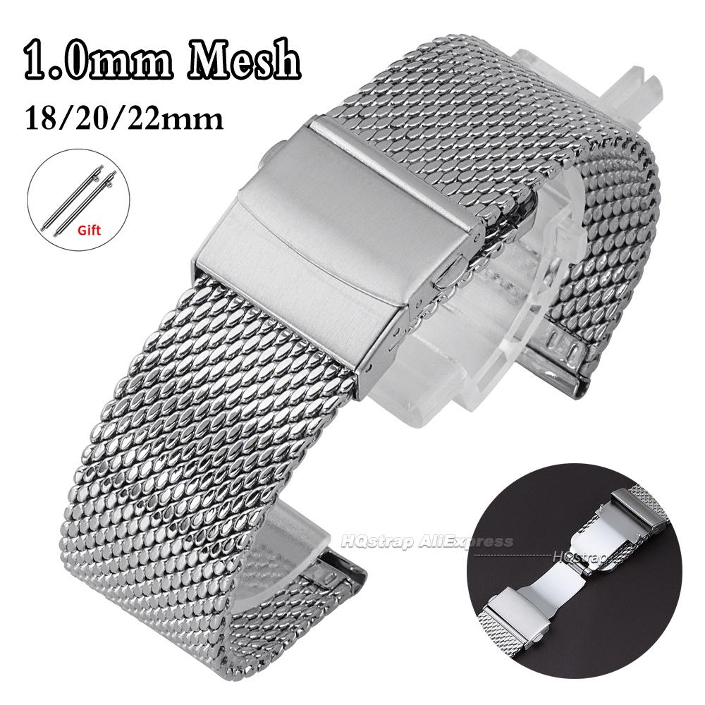 Milanese Metal Steel Strap 18mm 20mm 22mm Universal Bracelet 1.0mm Mesh Stainless Steel Watchband Quick Release Band Accessories