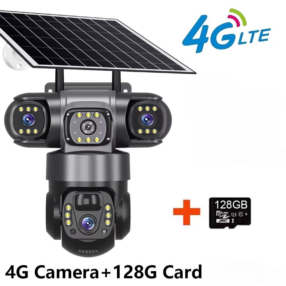 Güneş Enerjili Kamera 4G Sim Dış Mekan 3 Lens 3 Ekran 10X Yakınlaştırma PIR İnsan Algılama Kameraları Su Geçirmez Gece Görüşlü CCTV Güvenlik Koruması