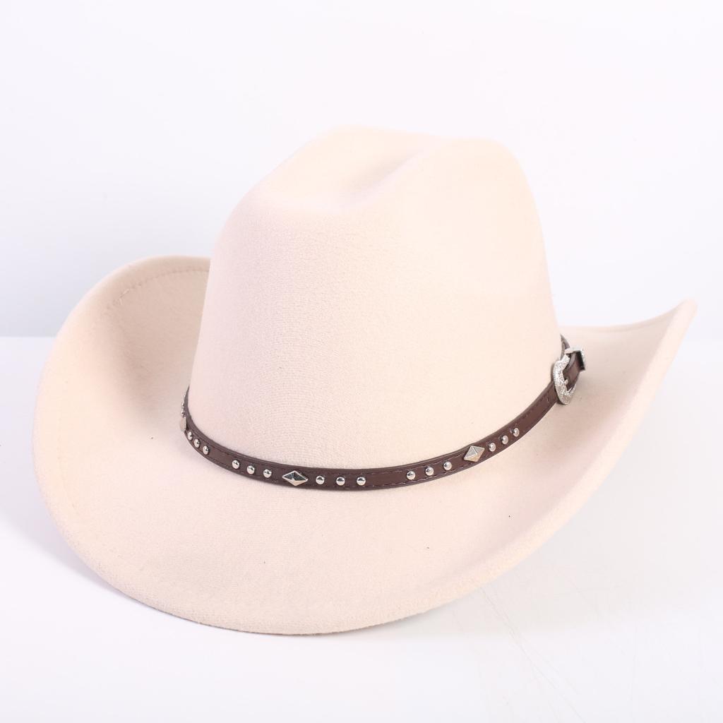 Popular European and American fashion OL style one-word cowboy hat men's and women's high-end top hat jazz hat felt hat