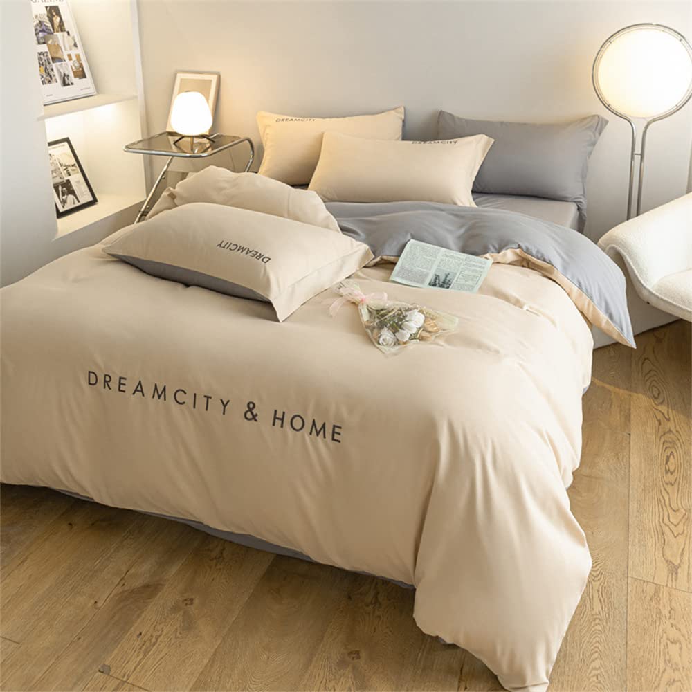 

Хлопковое Односпальное Постельное Белье, Подходящее для Западного и Японского Стиля, Однотонное, Включает Пододеяльник, Простынь на Резинке и Устойчивое к Пылевым Клещам, Цвет Молочный Чай, 100% Комплект, 3 Предмета,