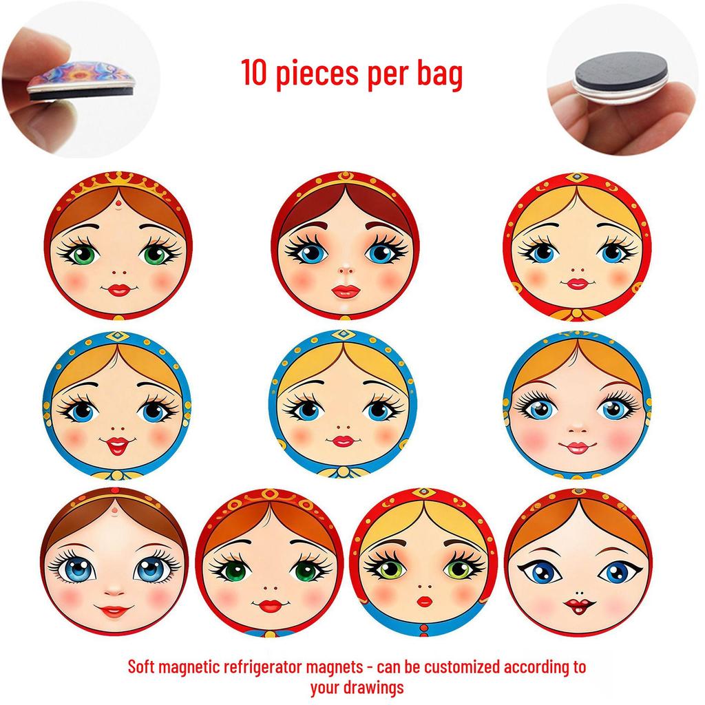 Russian Matryoshka Crystal Glass Fridge Magnet Souvenir