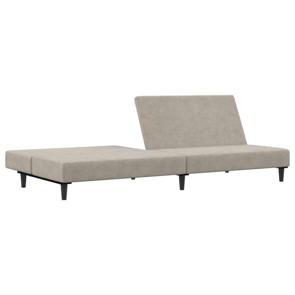 2 Seater Sofa Bed Light Grey Velvet