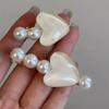 Hairpin Stable Non-Damaging Hair Clip with High-Gloss Imitation Pearls Pink Jelly Heart Design Princess Style Hair Accessory