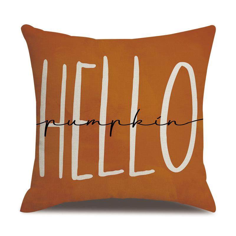 Thanksgiving Linen Pillowcase Autumn Pumpkin Print Pillow Cushion Cover