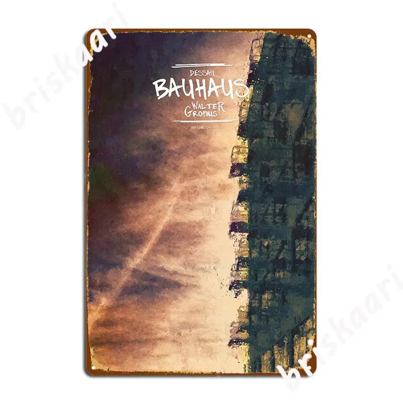Bauhaus 100 Walter Gropius Dessau Affiche D Metal Plaque Poster Club Bar Printing Poster Cinema Kitchen Tin Sign Posters 20X30CM