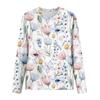 Damenmode, lässig, langärmelig, bedruckt, Rundhalspullover, Top-Bluse