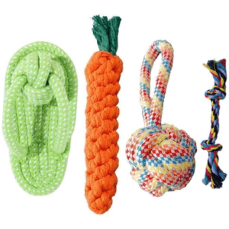 Durable Cotton Rope Knot Dog Teething Toy for Puppies and Small Breeds