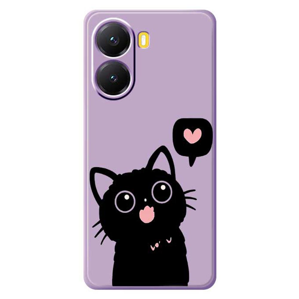 For Xiaomi Redmi Turbo 4 5G/Poco X7 Pro 5G Case Love Black Cat Pattern Printing Straight Edge TPU Phone Back Cover