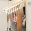 Wall Mounted Pull Out Utensil Hanging Rack Multi Hooks Sliding Rail Hooks  Spatula Spoon
