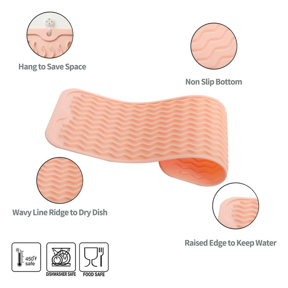 Тренд 2025 года Коврик для сушки посуды для многократного использования Легко моется Экологичный Термостойкий силиконовый коврик для кухонной столешницы Розовый-B 3298₽
