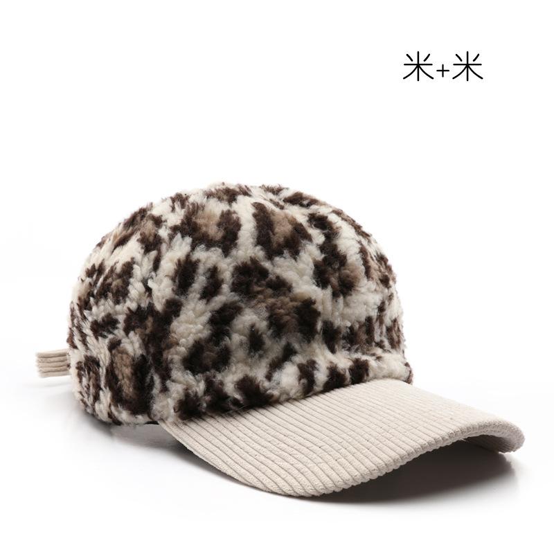 

Autumn and winter personalized color matching leopard print baseball cap outdoor travel warm cold shade cap