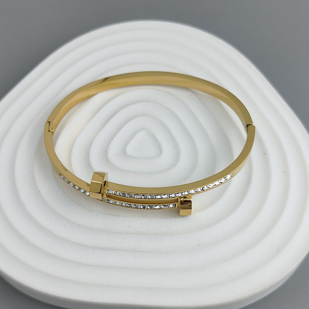 New Nail Zircon Stainless Steel Bracelet, High Quality Waterproof Couple Bracelet, Wife Gift