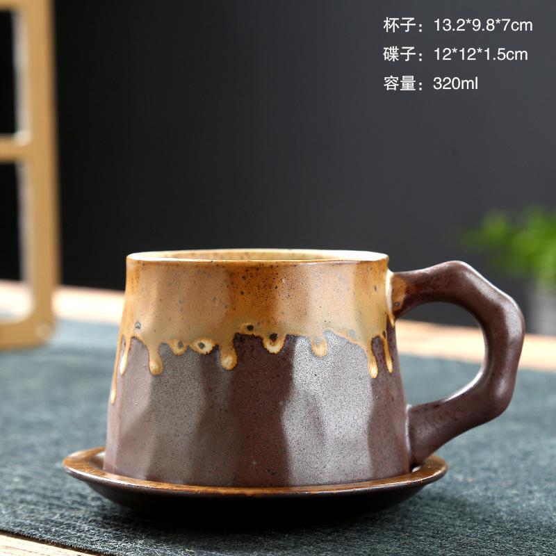 Japanese Ceramic Coffee Mug and Saucers Set Vintage Breakfast Oat Mug Creative Afternoon Camellia Flower Tea Cup Home Water Cup