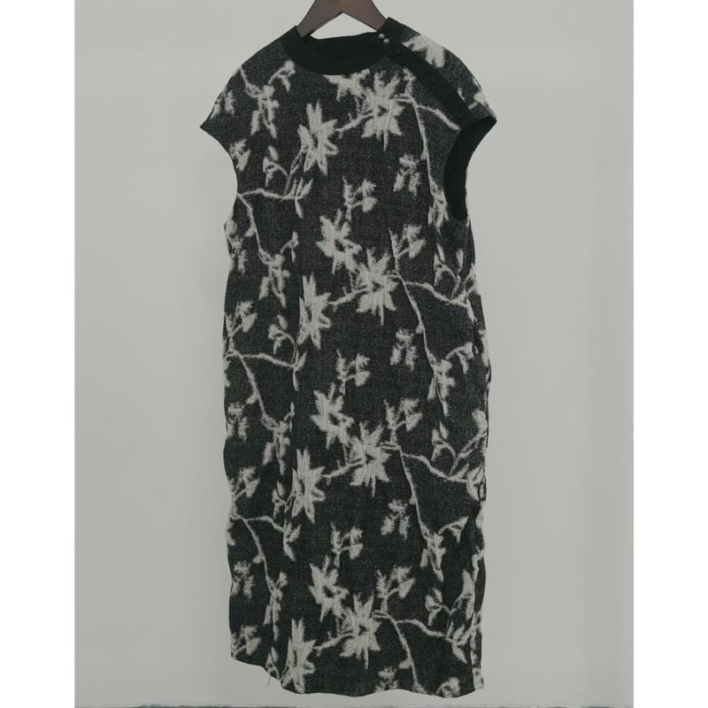 

Johnature женские винтажные жаккардовые платья с цветочным принтом, хлопковые трикотажные мягкие халаты с круглым вырезом без рукавов, весеннее платье в китайском стиле L чёрный