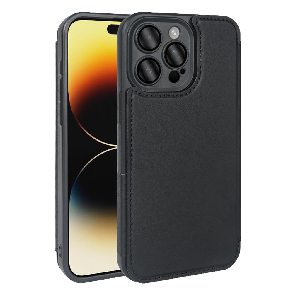 

For iPhone 14 Pro Magnetic Case RCS Eco Friendly Flip Phone Cover with Kickstand RFID Blocking Black