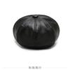 Retro PU Leather Octagonal Newsboy Hat Women's British Style Beret with Brim, Autumn and Winter Versatile Face Painter Hat