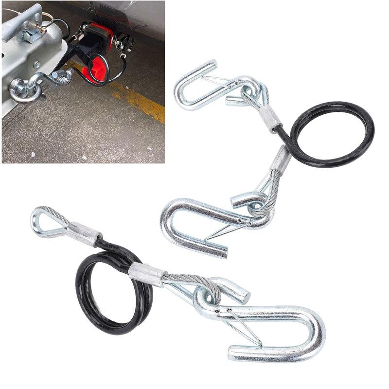 Trailer Safety Towing Cable With S Hook 3500lbs Load Bearing 27.6in Maximum Extension Length Spring Towing Rope For RV
