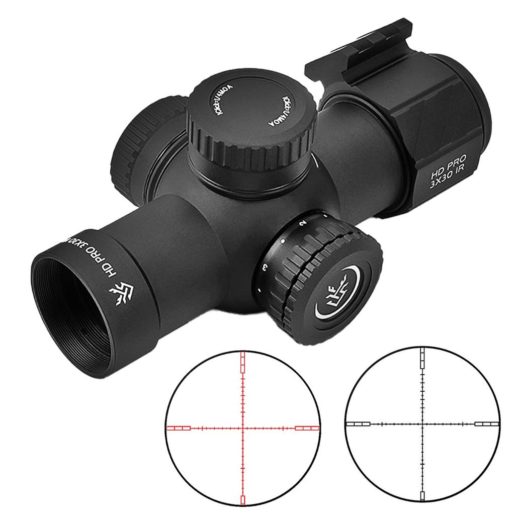 SWAMP DEER OPTICS Riflescope, 3x30IR Fixed Magnification, Short Scope, IPX7 Waterproof Sight (Black)