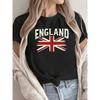 Süßes Rundhals-T-Shirt für Damen mit England-Flaggen-Print | Lässig Bequem Täglich
