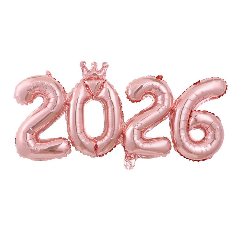 

2026 Number Crown Foil Balloons for 2026 New Year Eve Party Decoration Supplies Navidad Christmas 2025 Photo Props Gifts 84x39cm розового золота