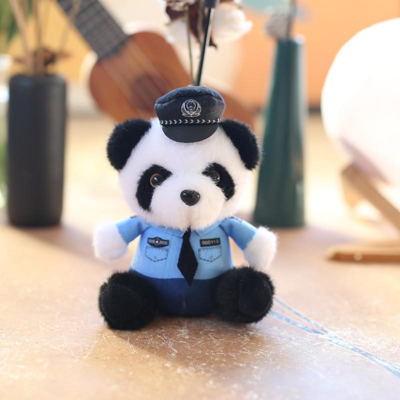 And Police Fire Fighter Panda Animal Plush Keyring With Short Pile For Gifts