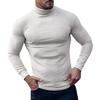 Muscleguys Mens Running T-shirts Autumn Thin Knitted Ribbed Roll Neck Jumper Sports Sweaters Strip Slim Fit Gym Fitness Pullover T Shirts