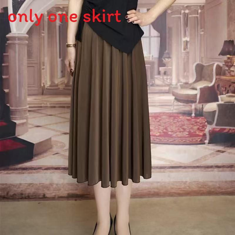 Ice Silk Floral Midi Skirt With Breathable Fabric For Middleaged Women Casual Wear