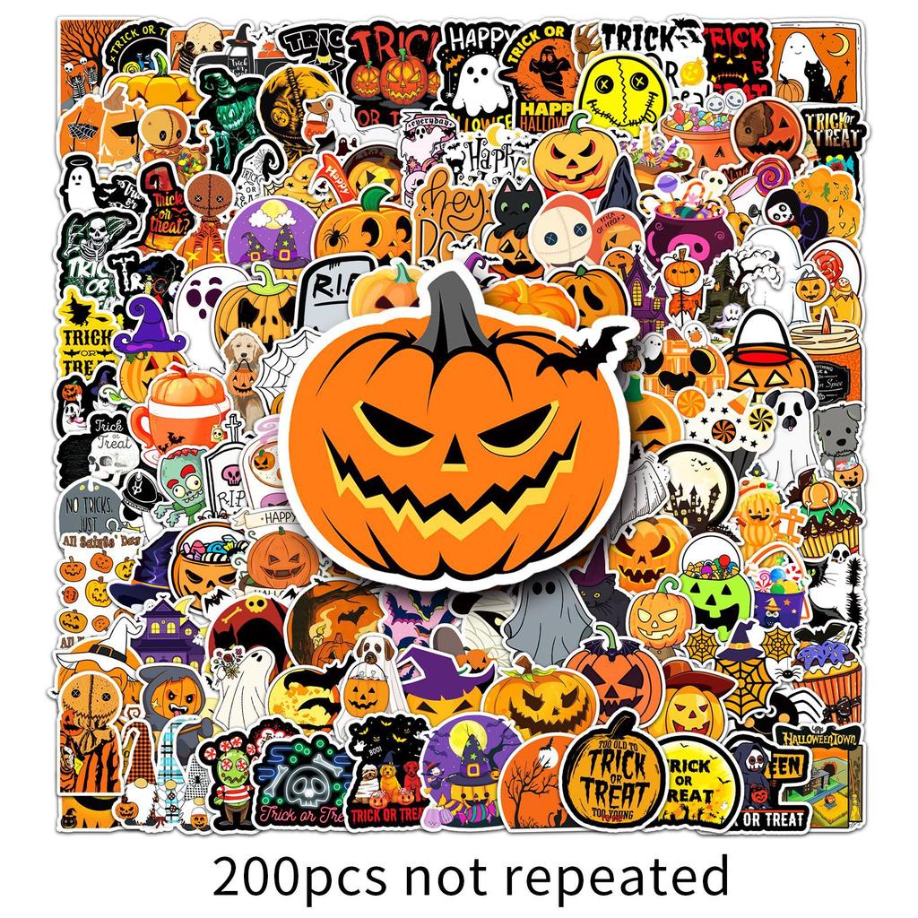 200 Halloween Graffiti Personalized Cartoon Festival Children's DIY Hand Ledger Skateboard Luggage Stickers