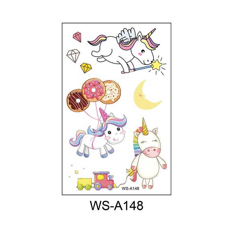 Cross Border Cartoon Unicorn Children's Waterproof Tattoo Sticker Pony Beautiful Girl Temporary
